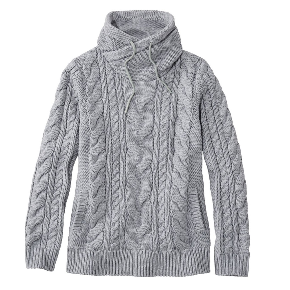 Women's L.L.Bean Sweater, Funnelneck Small light grey